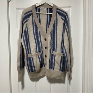 New White Warren striped cashmere cardigan size Medium